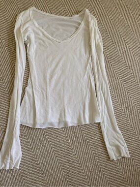 Soft V-Neck Long-Sleeve Women's Tee in White